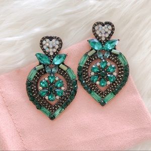 New! Vintage style Green Heart Drop Earrings!